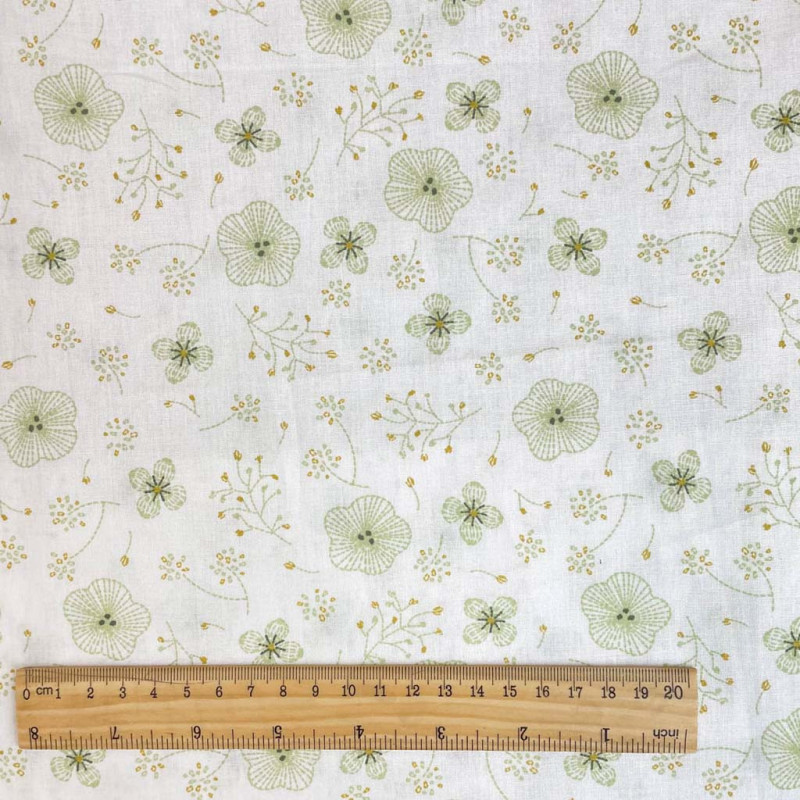 Printed Cotton SHELBY White / Linden